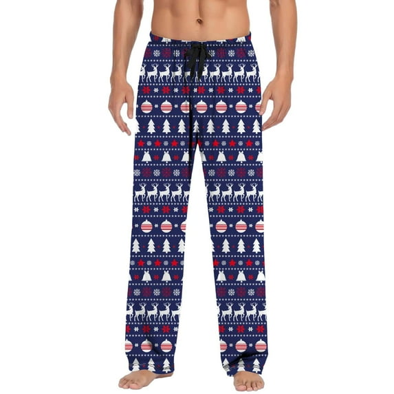 ASFGIMUJ Sweatpants For Men Christmas Casual Pants Pajama Pants With Drawstring And Pockets Christmas Gift Blue XXL