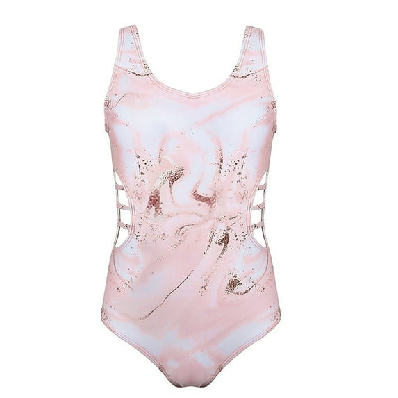 ASFGIMUJ Swimsuit For Girls One Piece Tie Dye Swimwear Big Kids Rainbow Color Beachwear Bathing Suit