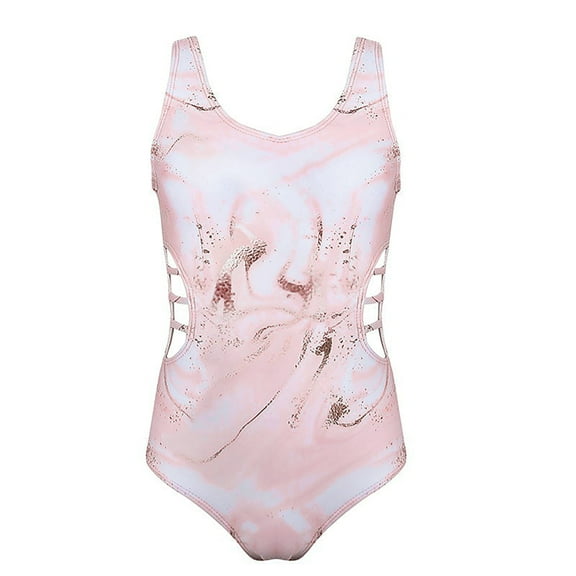 ASFGIMUJ Swimsuit For Girls One Piece Tie Dye Swimwear Big Kids Rainbow Color Beachwear Bathing Suit