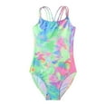 thumbnail image 1 of ASFGIMUJ Swimsuit For Girls One Piece Tie Dye Swimwear Big Kids Rainbow Color Beachwear Bathing Suit, 1 of 8