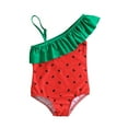 thumbnail image 1 of ASFGIMUJ Swimsuit For Girls Size 6-12 Months Ruffles Swimwear Cartoon Watermelon Prints Beach One Piece Bikini Bathing Suit, 1 of 6