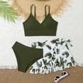 thumbnail image 1 of ASFGIMUJ Swimsuits For Girls Teens 3 Piece Soild Bikini Rullfe Bathing Suit With Coverup Briefs Bikini Swimwear Set Girls Bathing Suits,Size 16Y, 1 of 5