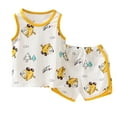 thumbnail image 1 of ASFGIMUJ Toddler Baby Boy Girl Summer Clothes Sleeveless Top And Shorts Set 2 Piece Outfit Sleepwear Cute Set 5 Years-6 Years, 1 of 4