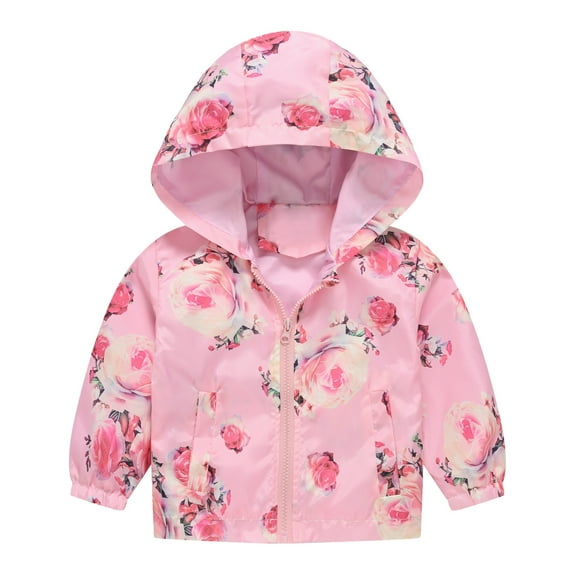 ASFGIMUJ Toddler Boys Girls Cartoon Prints Casual Light Coat Hooded Jacket Windproof Zipper Outwear