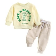 ASFGIMUJ Toddler Boys Long Sleeve Letter Prints Tops And Pants Child Kids 2PCS Set Outfits Kids Clothese Boy Outfit 12 Month Boy Clothes 2t 8t Boy Outfit Baby Christmas Sweater 12 Month Clothes