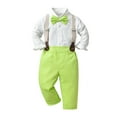thumbnail image 1 of ASFGIMUJ Toddler Boys Long Sleeve Solid T Shirt Tops Suspenders Pants Kids Gentleman Outfits,Size 3 Years-4 Years, 1 of 8