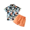 thumbnail image 1 of ASFGIMUJ Toddler Boys Short Sleeve Tree Floral Prints T Shirt Tops Shorts Kids Gentleman Outfits,Size 3 Years-4 Years, 1 of 8