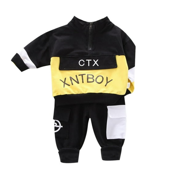ASFGIMUJ Toddler Boys Spring And Winter Not Letter Printed Casual Baby Hoodie Long Sleeved Two Piece Tracksuits,Size 2 Years-3 Years