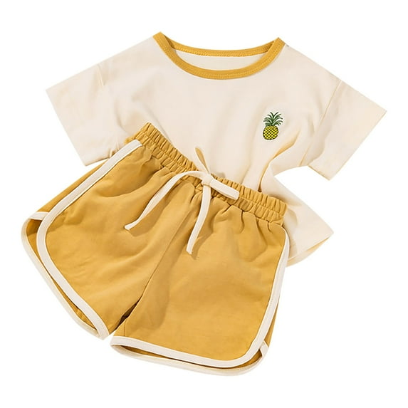 ASFGIMUJ Toddler Boys Summer 2 Piece Sports Set Animal Fruit Pattern Crewneck Short Sleeve Casual Going Out Beach Outfit Set 3 Years-4 Years