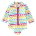 thumbnail image 1 of ASFGIMUJ Toddler Girl Swimsuit Long Sleeve Rashguard Summer Heart Prints One Piece Swimwear Beach Bikini Baby Girl Bathing Suit,Size 3 Years-4 Years, 1 of 7