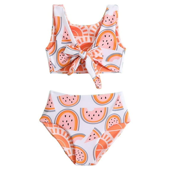 ASFGIMUJ Toddler Girl Swimsuit Two Piece Summer Sleeveless Watermelon Prints Tops Shorts Double Sided Swimwear Beachwear Bikini Baby Bathing Suit Girl,Size 6 Months-12 Months