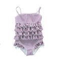 thumbnail image 1 of ASFGIMUJ Toddler Girls One Piece Swimsuit Spring Summer Print Sleeveless Ruffle Romper Swimwear Clothing Kids Bathing Suits,Size 3 Years-4 Years Purple, 1 of 3