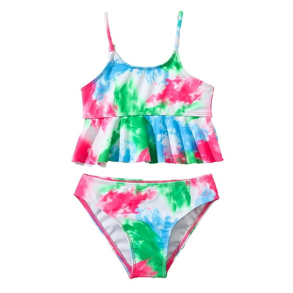 ASFGIMUJ Toddler Girls Sleeveless Printing Beach Bathing Baby Suit Girls 2Pc Swimwear Swimsuit,Size 3 Years-4 Years