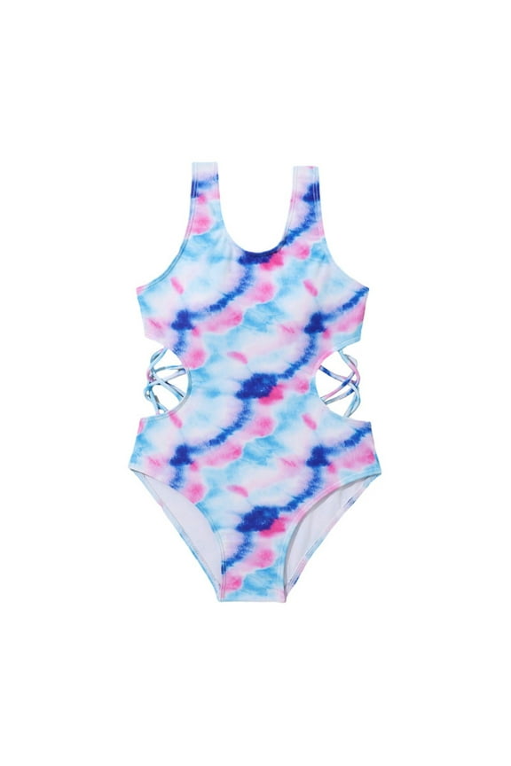 Toddler Girls Swimsuit One Piece Summer Bikini Swimwear Rashguard Bathing Suits For Teens Girls,Size 11 Years-12 Years Blue