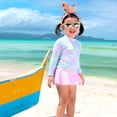 thumbnail image 1 of ASFGIMUJ Toddler Girls Swimsuit Summer Long Sleeve Cartoon Prints Swimwear Beachwear Bikini Girls Bathing Suits,2 Piece,Size 2-3Y, 1 of 7