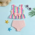 thumbnail image 1 of ASFGIMUJ Toddler Girls Swimsuit Summer Striped Printed Bowknot Swimwear Bikini Set Toddler Bathing Suit Girl,2 Piece,Size 3-4Y, 1 of 6