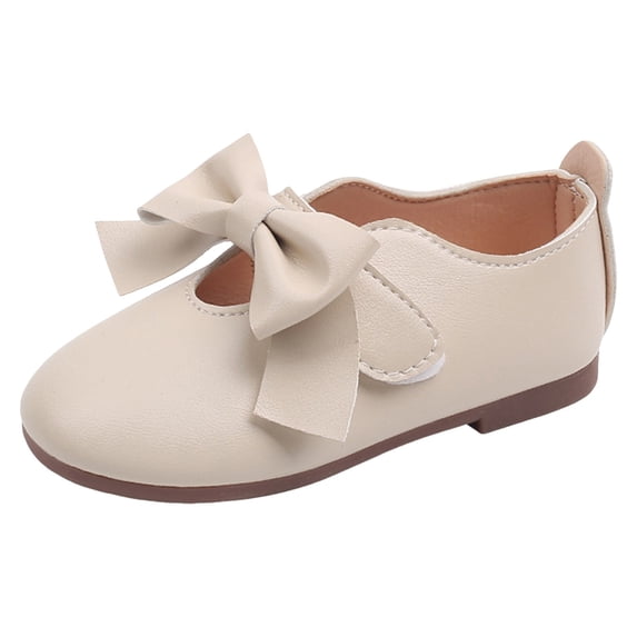 ASFGIMUJ Toddler Shoes Fashionable Bow Small Leather Shoes Flat Shoes Princess Shoes Soft Soled Dance Shoes,Size 3.5 Years-4 Years