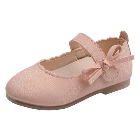 ASFGIMUJ Dress Shoes For Girls Size 3 Years-3.5 Years Round Toe Small Leather Fashionable Bow Princess Soft Sole Comfortable Dance Girls' Sneakers