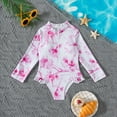 thumbnail image 1 of ASFGIMUJ Toddler Swimsuit Girl 1 Piece Printed Long Sleeved Rash Guard Swimwear Fresh Full Girls Bathing Suit,Size 5-6Y, 1 of 7