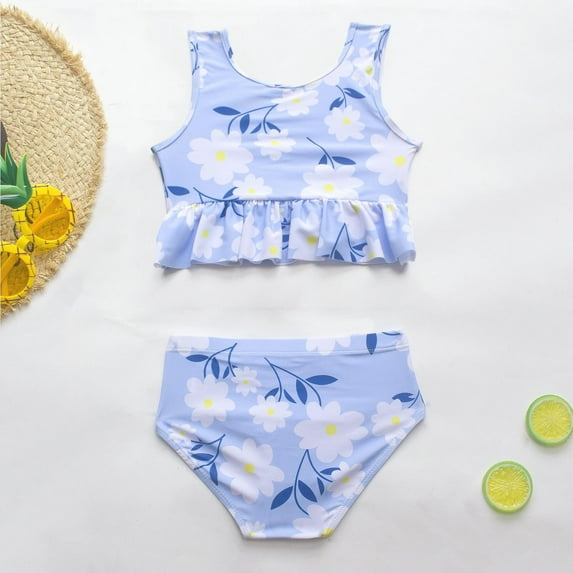 ASFGIMUJ Toddler Swimsuit Girl Baby Spring Summer Floral Sleeveless Tops Vest Shorts Outfits Beach Holiday Swimwear Clothes Baby Girl Bathing Suit,2 Piece,Size 6Y