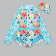 thumbnail image 1 of ASFGIMUJ Toddler Swimsuit Girl Infant Baby Long Sleeve Floral Printed Ruffles Rash Guard Shirts Bathing Suit Toddler Girl Bathing Suit,2 Piece,Size 4-5Y, 1 of 3