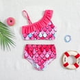 thumbnail image 1 of ASFGIMUJ Toddler Swimsuit Girl One Shoulder Bikini Sets Fish Scale Dress Hot Spring Summer Beacher Swimwear Girls Bathing Suits,2 Piece,Size 5-6Y, 1 of 5