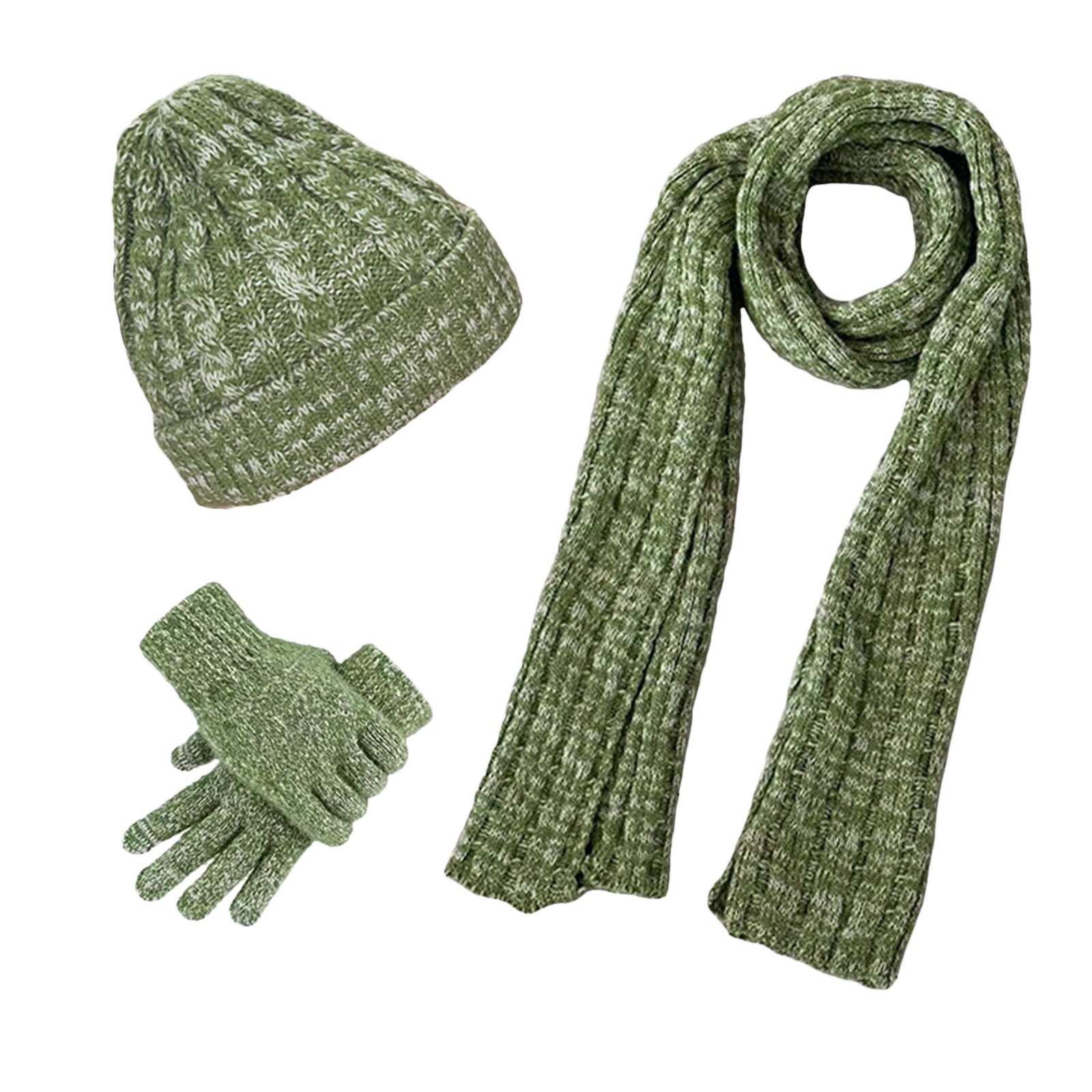 ASFGIMUJ Winter Gloves Women Men Autumn Winter Warm Knit Hat Scarf Gloves Slouchy Three Pieces