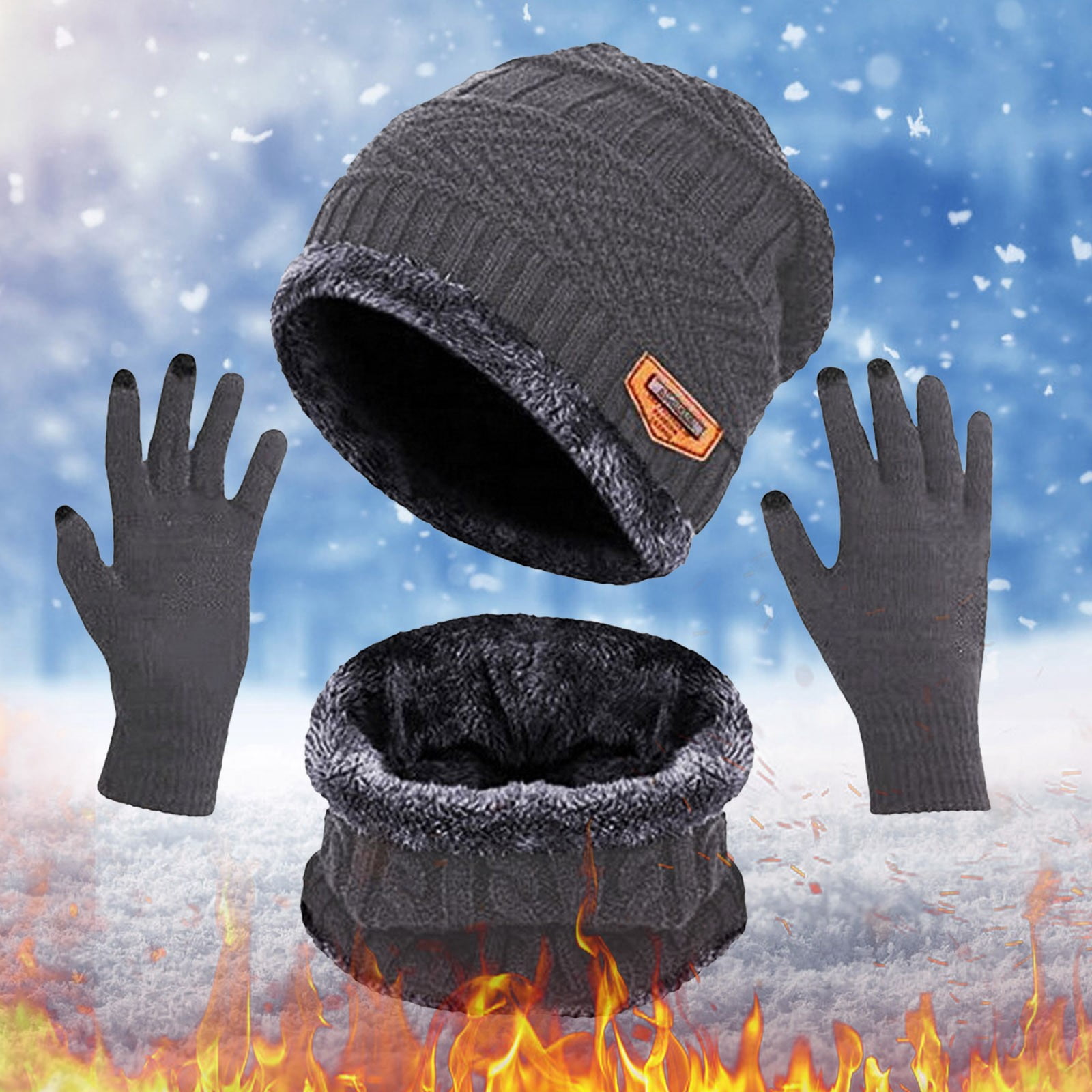 Winter 3-Piece Knit Set - Beanie, Long Scarf & Touch Screen Gloves For Women & Men (Dark Green)