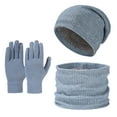 thumbnail image 1 of ASFGIMUJ Winter Knit Beanie Hat Neck Warmer Scarf and Touch Screen Gloves Set 3 Pcs Lined Skull Cap for Men Women, 1 of 3