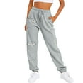 thumbnail image 1 of ASFGIMUJ Women Autumn And Winter Cute Style Cat Print Plus Velvet Leg Tie Elastic Waist High Waist Sweatpants, 1 of 3