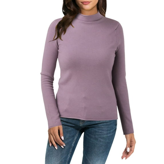 ASFGIMUJ Women Casual Solid Color Bottoming Shirt Slim High Collar Knitted Long Sleeved Top