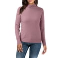 thumbnail image 1 of ASFGIMUJ Women Casual Solid Color Bottoming Shirt Slim High Collar Knitted Long Sleeved Top, 1 of 4