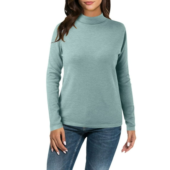 ASFGIMUJ Women Casual Solid Color Bottoming Shirt Slim High Collar Knitted Long Sleeved Top