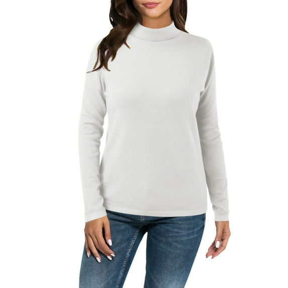 ASFGIMUJ Women Casual Solid Color Bottoming Shirt Slim High Collar Knitted Long Sleeved Top