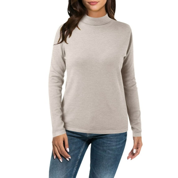 ASFGIMUJ Women Casual Solid Color Bottoming Shirt Slim High Collar Knitted Long Sleeved Top