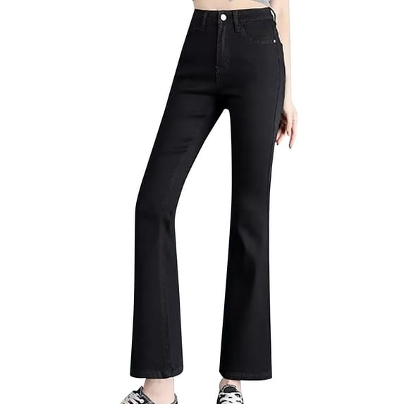 ASFGIMUJ Women Micro Flared Pants Nine Point Petite High Waisted Nine Point Wide Leg Flared Jeans