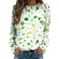 thumbnail image 1 of ASFGIMUJ Women St Pa Day T Shirts Crewneck Green Sweatshirt Raglan Sleeve Shirt Pullover Tops Loose Suitable Dressy Tops,Size XXL, 1 of 5