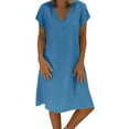 thumbnail image 1 of ASFGIMUJ Women Summer Style Feminino Vestido T-Shirt Cotton Casual Plus Size Ladies Dress, 1 of 2