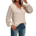 thumbnail image 1 of ASFGIMUJ Women's Autumn/Winter New Panel Long Sleeve Button T Shirt Top, 1 of 5