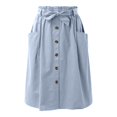 thumbnail image 1 of ASFGIMUJ Women's Casual High Waist Pleated A Line Midi Skirt With Pocket, 1 of 4