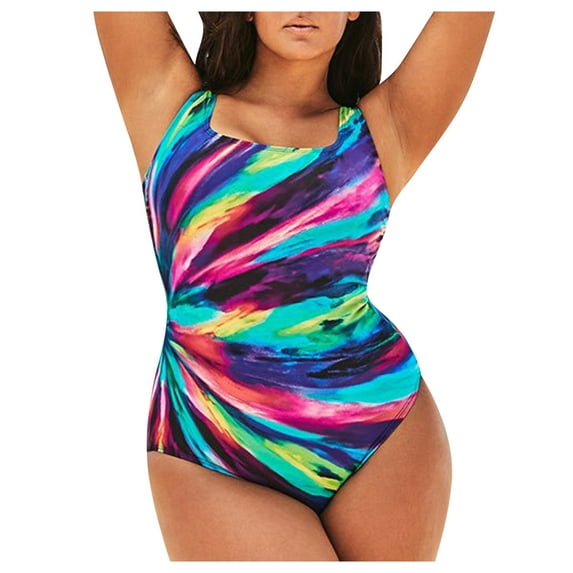ASFGIMUJ Women's Conservative Gradient Stripe Plus Size Beachwear Bikini