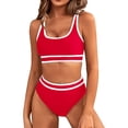 thumbnail image 1 of ASFGIMUJ Women's High Waisted Bikini Sets Sporty Two Piece Swimsuit Color Block High Cut Bathing Suits, 1 of 4