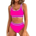 thumbnail image 1 of ASFGIMUJ Women's High Waisted Bikini Sets Sporty Two Piece Swimsuit Color Block High Cut Bathing Suits, 1 of 5