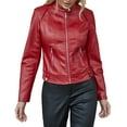 thumbnail image 1 of ASFGIMUJ Women's Jacket Casual Coat Zip Up Outerwear Windbreaker Black Jacket Scrub Leather Jackets For Women Jacket Women's Leather & Leather Jackets & Coats Red M, 1 of 9