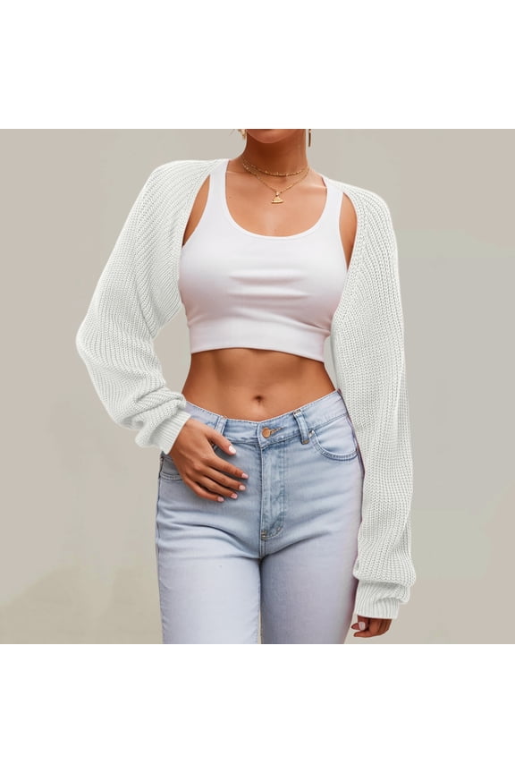 Women's Knit Long Sleeve Cardigan Cropped Shawl Sweater for Going Out Stylish and Cozy Cardigan for Fall Winter Layers