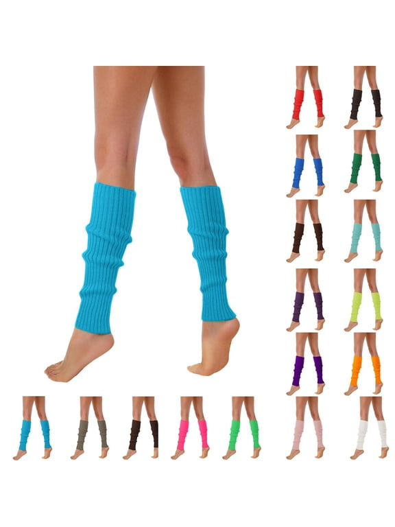 Women's Neon Knit Leg Warmers Halloween Party Ribbed Boot