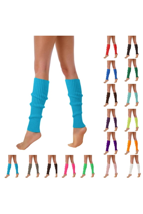 Women's Neon Knit Leg Warmers Halloween Party Ribbed Boot