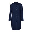 thumbnail image 1 of ASFGIMUJ Women's Summer Casual Loose Solid Color Thin Long Sleeve Pocket Lapel Long Shirt Skirt Swimwear Cover Up, 1 of 9