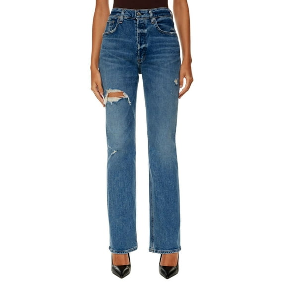ASFGIMUJ Women's Wide Leg Jeans High Waisted Stretchy Straight Leg Jeans Buttoned Loose Denim Pants With Pocket