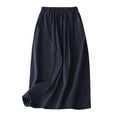 thumbnail image 1 of ASFGIMUJ Womens Button Up High Waisted Slit MIDI Elasticated Waist A Line Skirt Skirt Blue L, 1 of 3